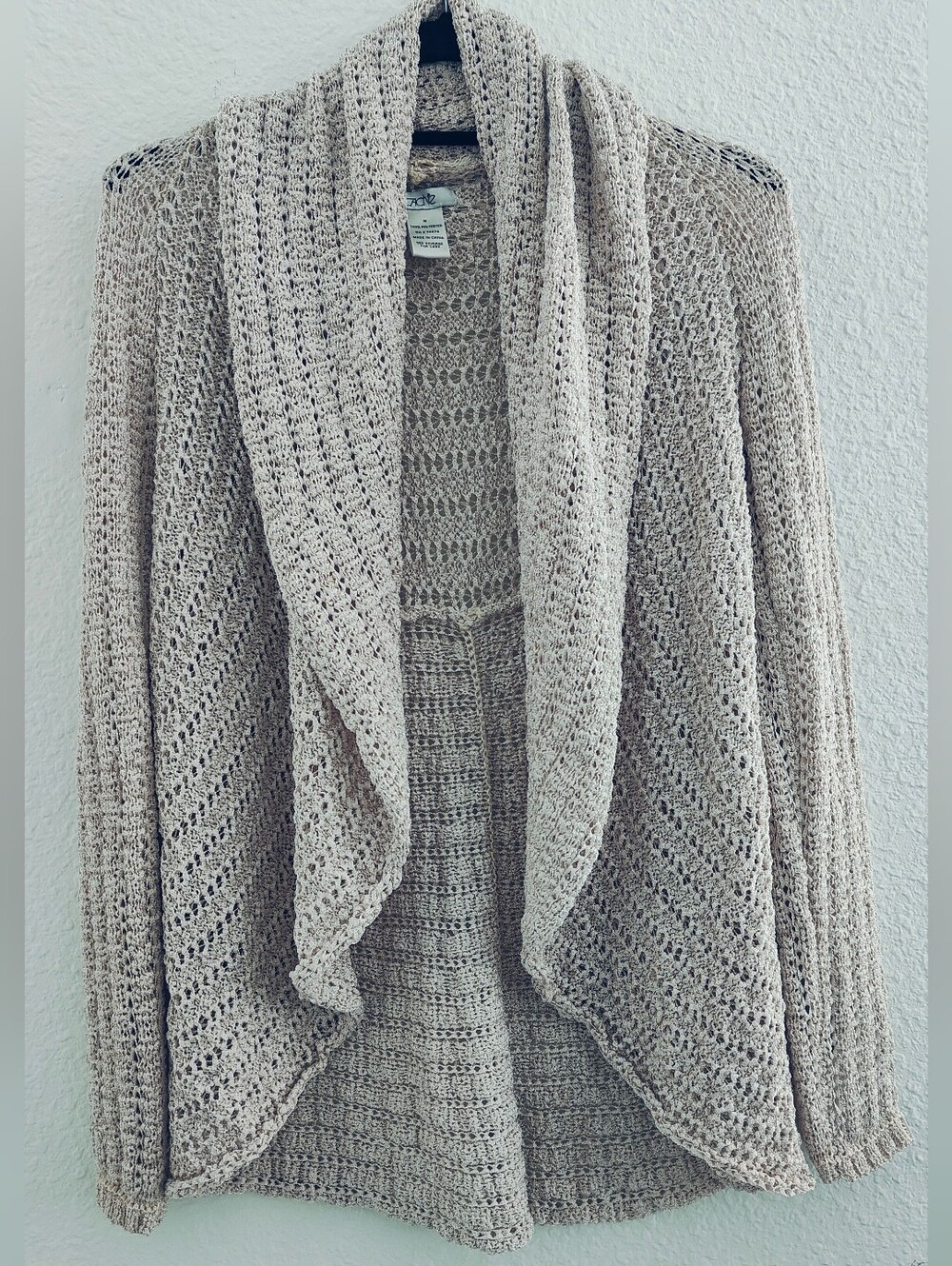 Cache Open-Front Light Cream Knit Cardigan
